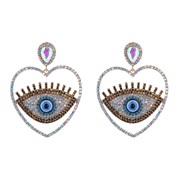 (coffeeg )occidental style fashion colorful diamond series earrings woman exaggerating Alloy diamond love eyes