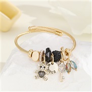 (Z1331  black)occidental style fashion DIY enamel pendant Alloy diamond bracelet beads crystal stainless steel bangle