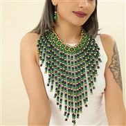 (green  Mixed color) necklace earrings set Africa tassel color necklaceecklace set