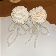 ( Silver needle  white)silver flowers Pearl tassel earrings small fresh sweet long style earring high fashion super Ear