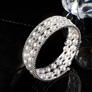 (5silvery Pearl )occidental style new multilayer twining Pearl bracelet bride flash diamond elasticity bangle more row 