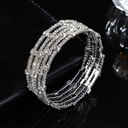 (5 Silver)claw diamond more row twining fully-jewelled steel wire width bride diamond opening bangle