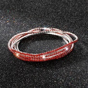 ( red) diamond elasticity braceletmm row color Rhinestone woman bangle woman chain fully-jewelled