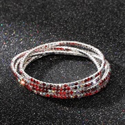 (red  Color) diamond elasticity braceletmm row color Rhinestone woman bangle woman chain fully-jewelled