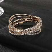 ( Gold) claw chain opening bangle four row fully-jewelled steel wire bangle
