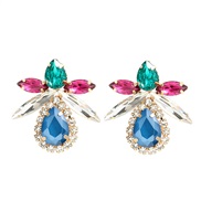 ( Blue color)earrings colorful diamond earrings fully-jewelled flowers ear stud woman drop flowers