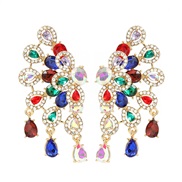 ( Color)earrings occidental style claw chain earrings colorful diamond flowers ear stud woman peacock bride