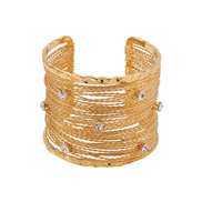 ( Gold)occidental style retro high  punk wind width Metal opening bangle woman