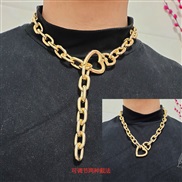 ( necklace Goldlength  )occidental style retro exaggerating chain heart-shaped pendant necklace woman sweater chain