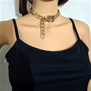 ( necklace Gold)occidental style retro chain layer clavicle chain fashion punk Metal chain necklace woman