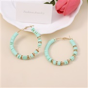 (green ) Bohemian style color Round beads ear stud   fashion color big circle circle all-Purpose Earring