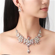fashion medium noble wind shine peacock temperament exaggerating woman necklace earrings set