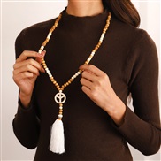 ( 4  brown K 173) Bohemia beads cross love turquoise pendant tassel necklace exotic ethnic style sweater chain