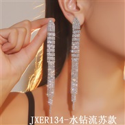 (JXER134   Silver)claw chain Rhinestone long style tassel personality earrings ear stud earring occidental style exagge
