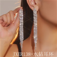 (JXER138   Silver)claw chain Rhinestone long style tassel personality earrings ear stud earring occidental style exagge