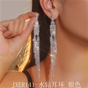 (JXER141   Silver)claw chain Rhinestone long style tassel personality earrings ear stud earring occidental style exagge
