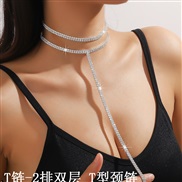 (T 2 T)occidental style fashion Korean style fashion Double layer necklace clavicle chain multilayer fully-jewelled cha