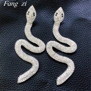 ( Silver)occidental style personality exaggerating Rhinestone snake Modeling long style earrings lady temperament all-P