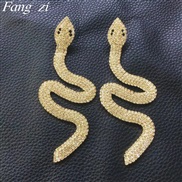 ( Gold)occidental style personality exaggerating Rhinestone snake Modeling long style earrings lady temperament all-Pur