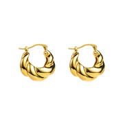 ( Gold)E occidental style retro bronze pattern circle surface earrings  geometry trend twisted earrings woman
