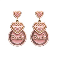 (circular )occidental style fresh sweet color Word heart-shaped Alloy beads earring lady