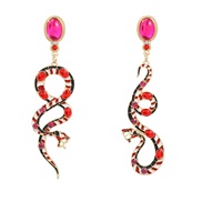 ( rose Red) snake earrings occidental style exaggerating Earring woman Alloy enamel Bohemian style