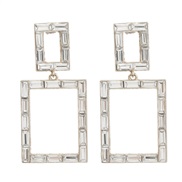 ( white)fashion colorful diamond earrings occidental style Earring woman Bohemian style multilayer square Alloy fully-j