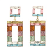 (Ligh color )fashion colorful diamond earrings exaggerating occidental style Earring woman multilayer square Alloy full
