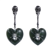 ( green)retro wind heart-shaped earring occidental style exaggerating Earring woman skull spider