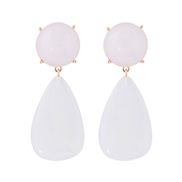 (57521 WH)retrovintage drop resin earrings occidental style brief all-Purpose geometry earring Autumn and Winter Earring