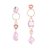 ( Pink)occidental style long style retro tassel ear stud woman personality samll earrings asymmetry Earring Earring