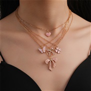 (NZ3 39fense) occidental style Metal chain woman necklace Alloy enamel pendant butterfly love fashion woman necklace