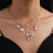 (NZ3 4 baise) occidental style Metal chain woman necklace Alloy enamel pendant butterfly love fashion woman necklace