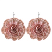 (E 1732  Pink) rose earrings retro exaggerating fully-jewelled Cloth big flowers earring Earring woman gift