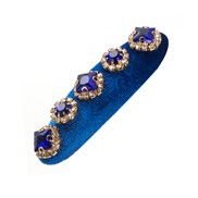 ( blue)retro velvet diamond samll wind high hair clip  all-Purpose thick Headband