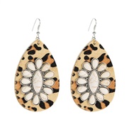 ( white) retro leather earrings woman Alloy fitting embed turquoise personality high Earring