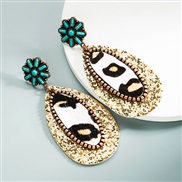 ( white)trend sequin leopard leather earrings Alloy turquoise personality exaggerating Earring