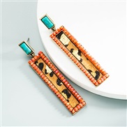 ( red)occidental style trend creative retro leather earrings Alloy embed crystal turquoise exaggerating