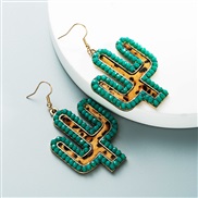 ( green)retro leather exaggerating earrings embed crystal leopard leather Earring