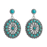(green ) new silver turquoise earrings retro exaggerating temperament earring occidental style fashion high Earring