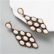 trend earrings woman occidental style creative silver embed turquoise exaggerating Earring trend earrings