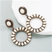 occidental style fashion retro palace wind earrings high retro embed turquoise Earring