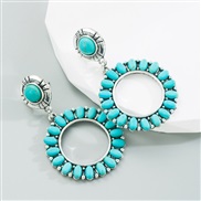 (green )occidental style fashion retro palace wind earrings high retro embed turquoise Earring