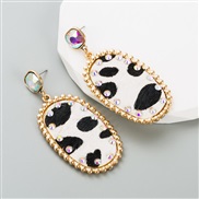 ( white)earrings woman occidental style ethnic style retro leopard leather ear stud woman Alloy diamond exaggerating Ea