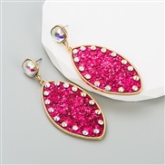 ( rose Red) occidental style creative Alloy embed glass diamond sequin Earring trend Street Snap earrings