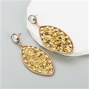 ( Gold) occidental style creative Alloy embed glass diamond sequin Earring trend Street Snap earrings