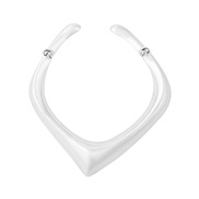 ( Silver)occidental style exaggeratingV Word surface Collar retro opening chain Alloy necklace