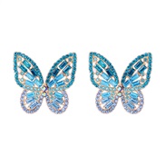 ( blue)occidental style creative personality insect butterfly color fully-jewelled temperament occidental style earring