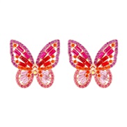( rose Red)occidental style creative personality insect butterfly color fully-jewelled temperament occidental style ear