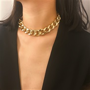 ( 1  chain5.   Gold 2328)occidental style  brief personality Metal chain necklace chain woman  exaggerating frosting pu